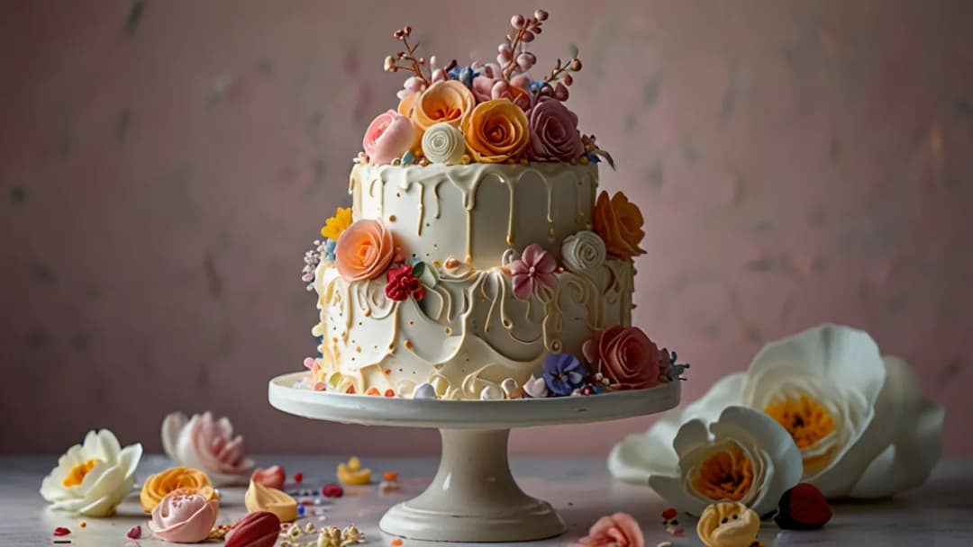 Idealne połączenie smaków: Tort z kwiatami i bezami na każdą okazję
