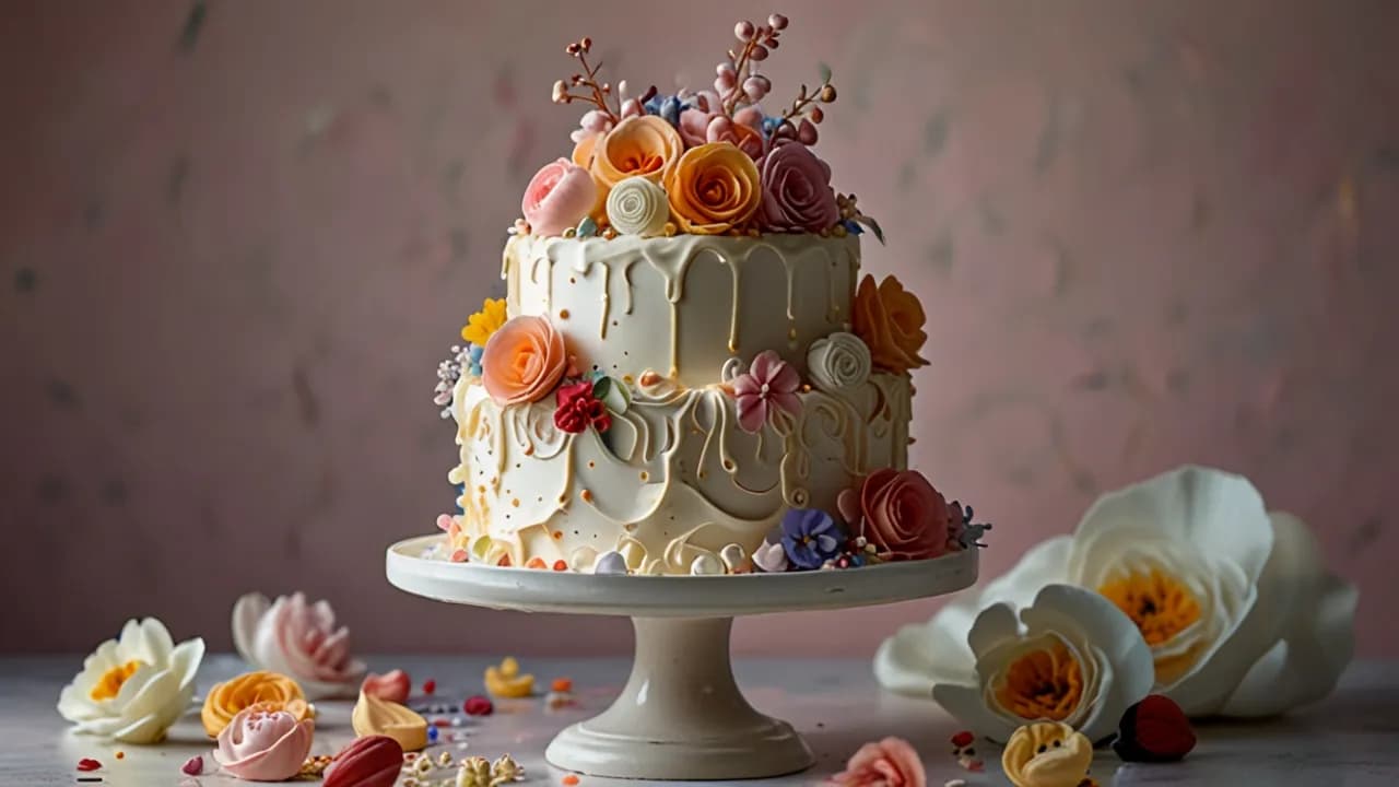 Idealne połączenie smaków: Tort z kwiatami i bezami na każdą okazję