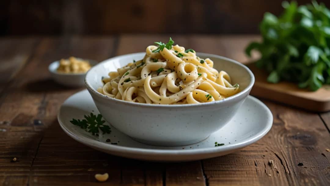 Makaron w sosie śmietanowym wege: Wegańska i smaczna opcja na szybki obiad