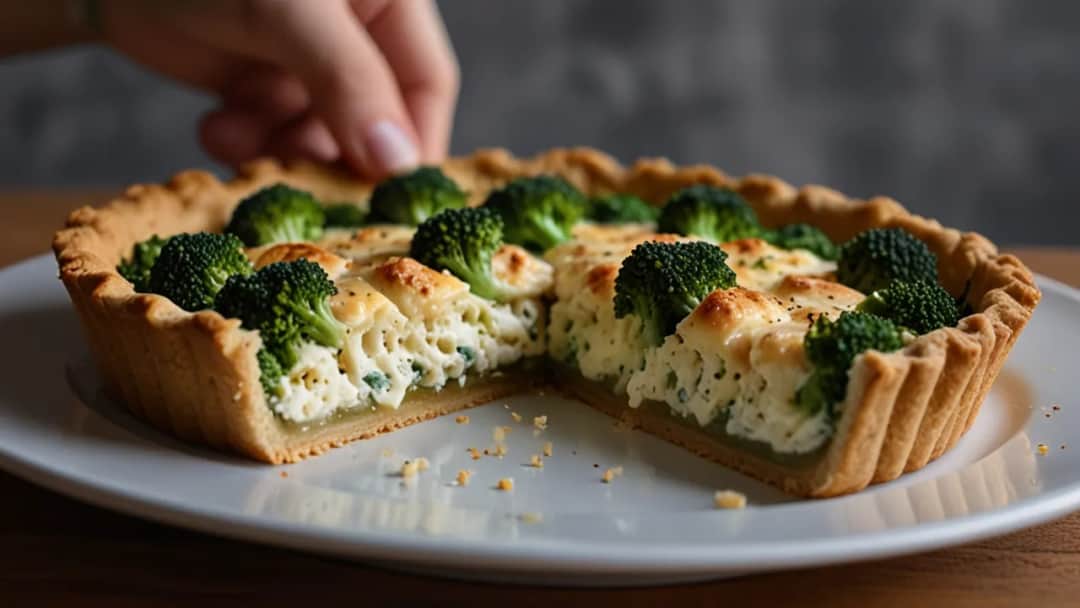 Tarta z brokułami i kurczakiem - zdrowa propozycja z fetą i mozzarellą